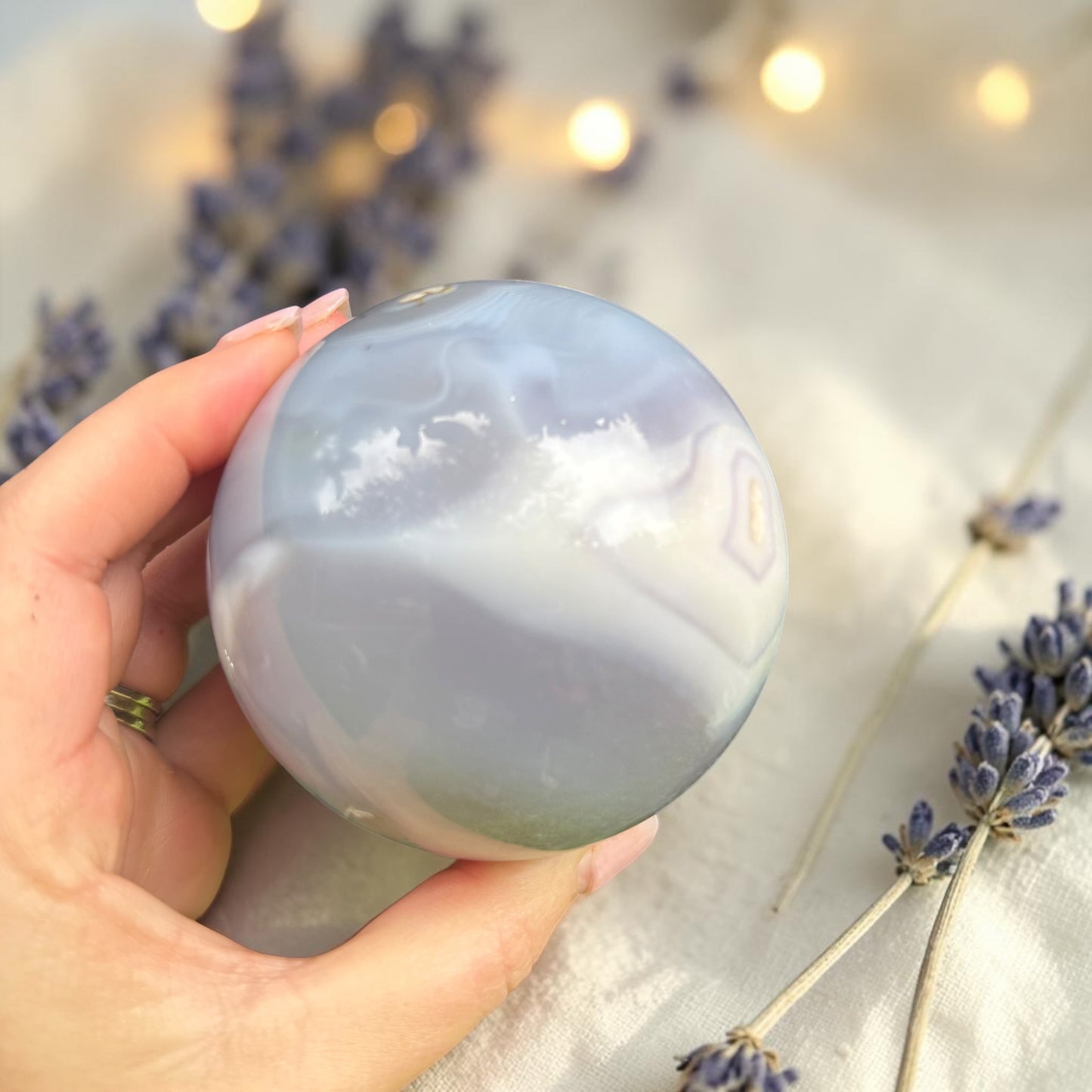 Rare Druzy Jelly Agate Crystal Sphere