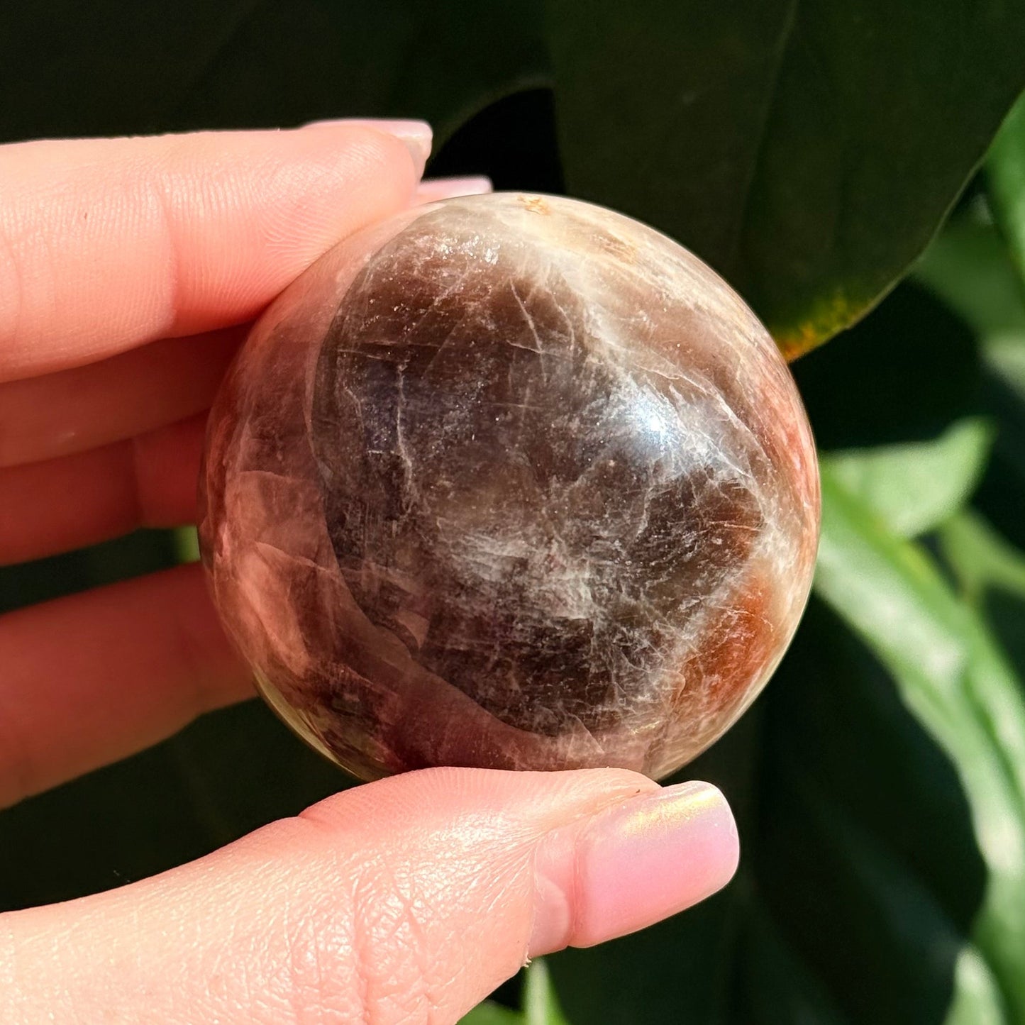 Sunstone Moonstone Crystal Sphere w/ Flash