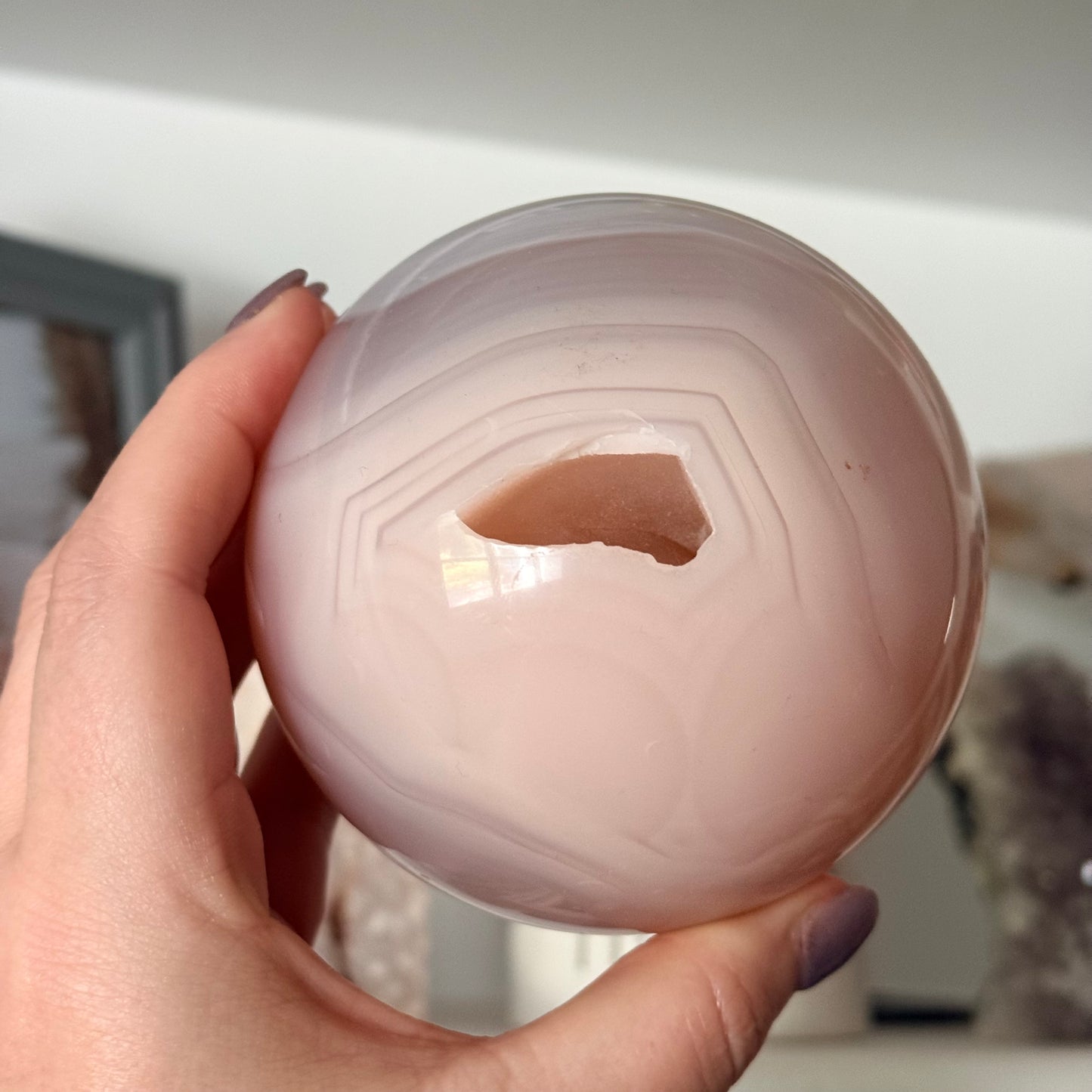 Natural Pink Jelly Crystal Sphere