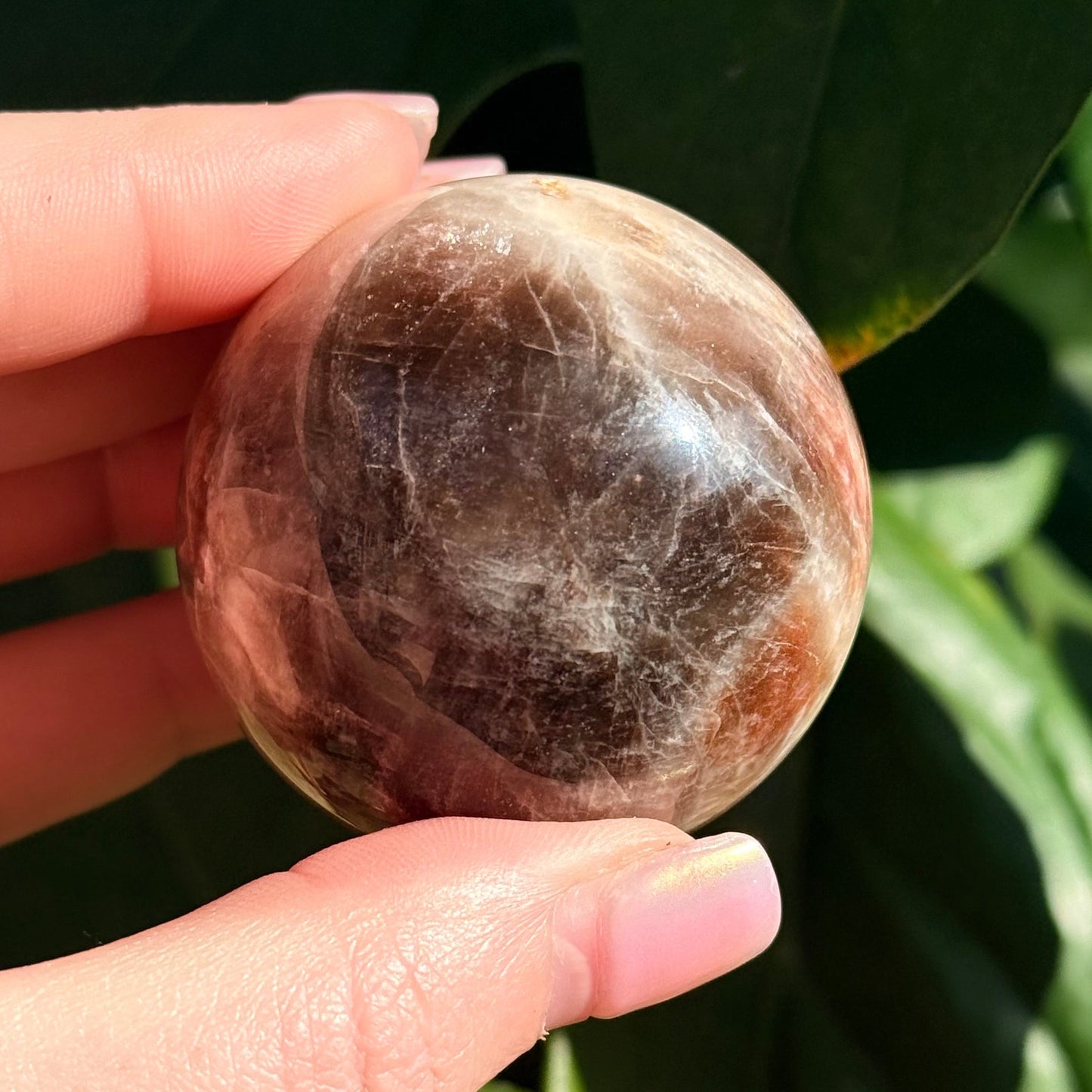 Sunstone Moonstone Crystal Sphere w/ Flash