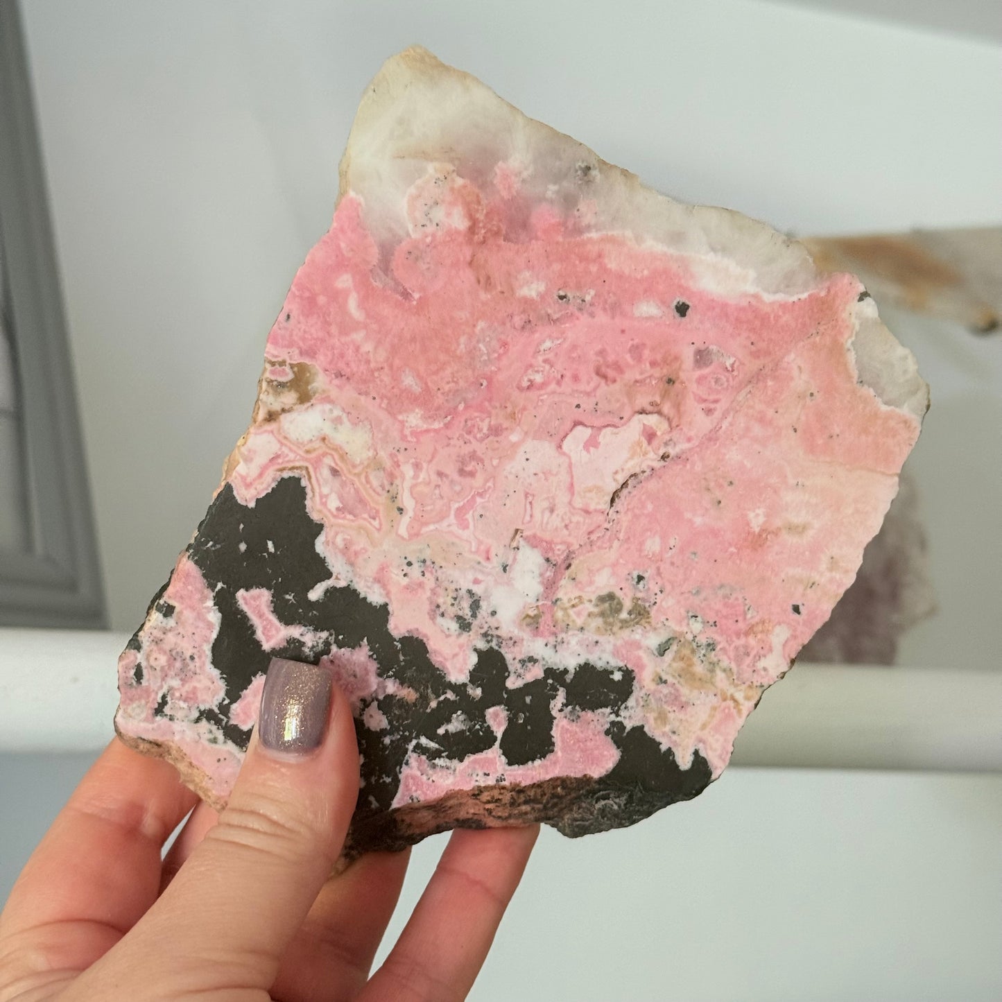 Peruvian Rhodochrosite Crystal Carving Slab