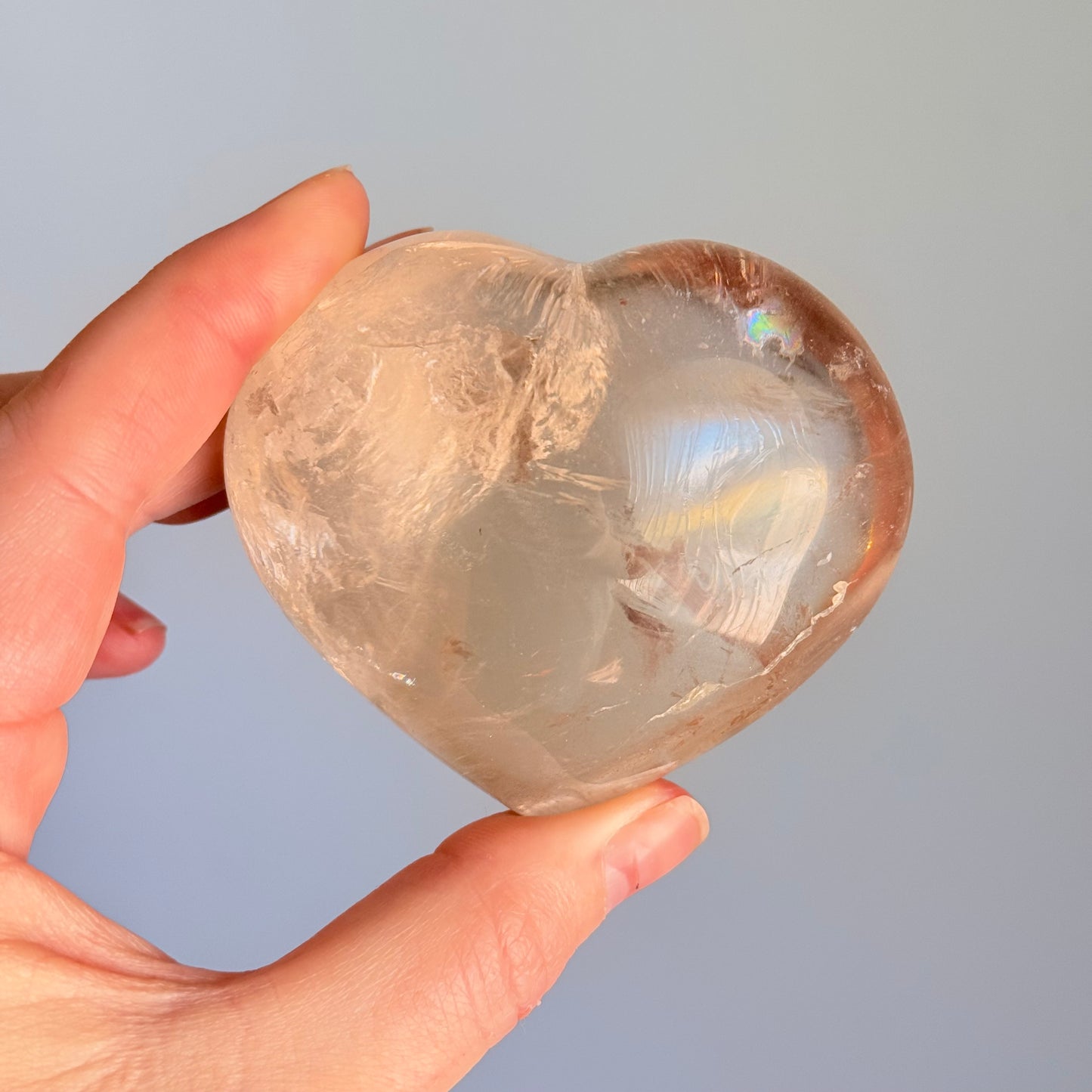 Chunky Clear Quartz Crystal Heart Carving (Flash)