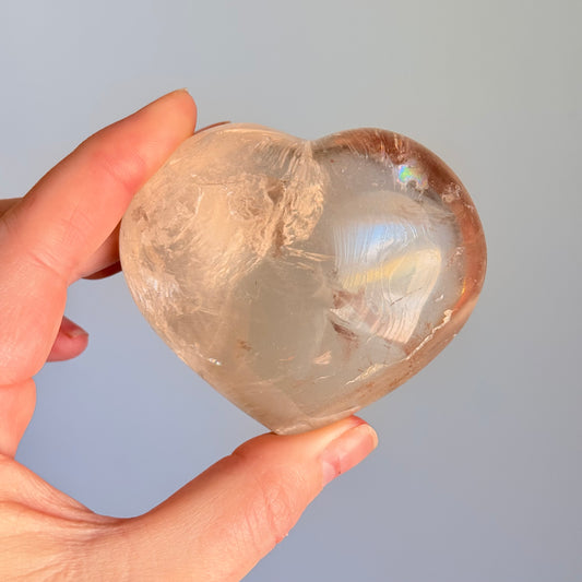 Chunky Clear Quartz Crystal Heart Carving (Flash)