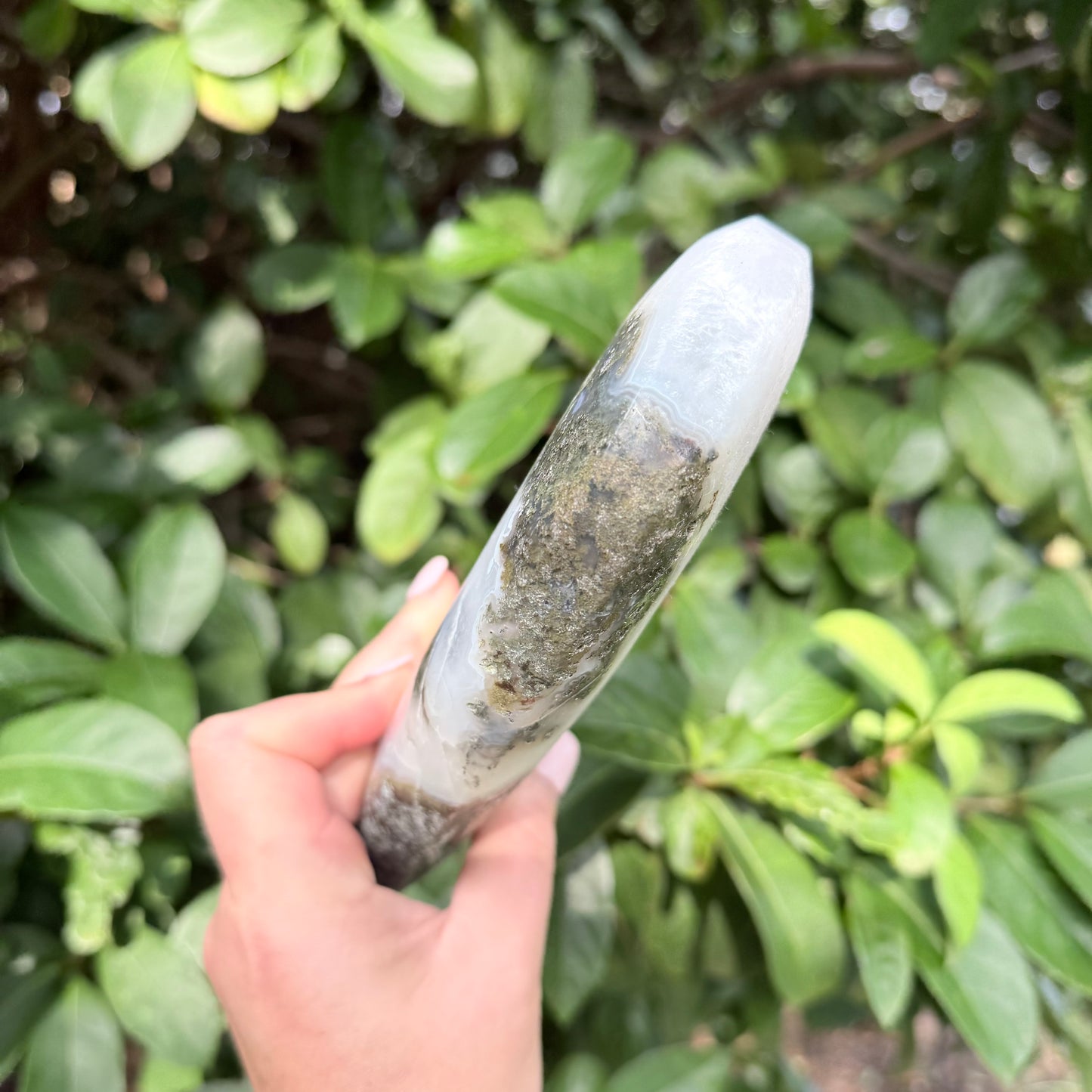 Natural Moss Agate Crystal Heart Carving