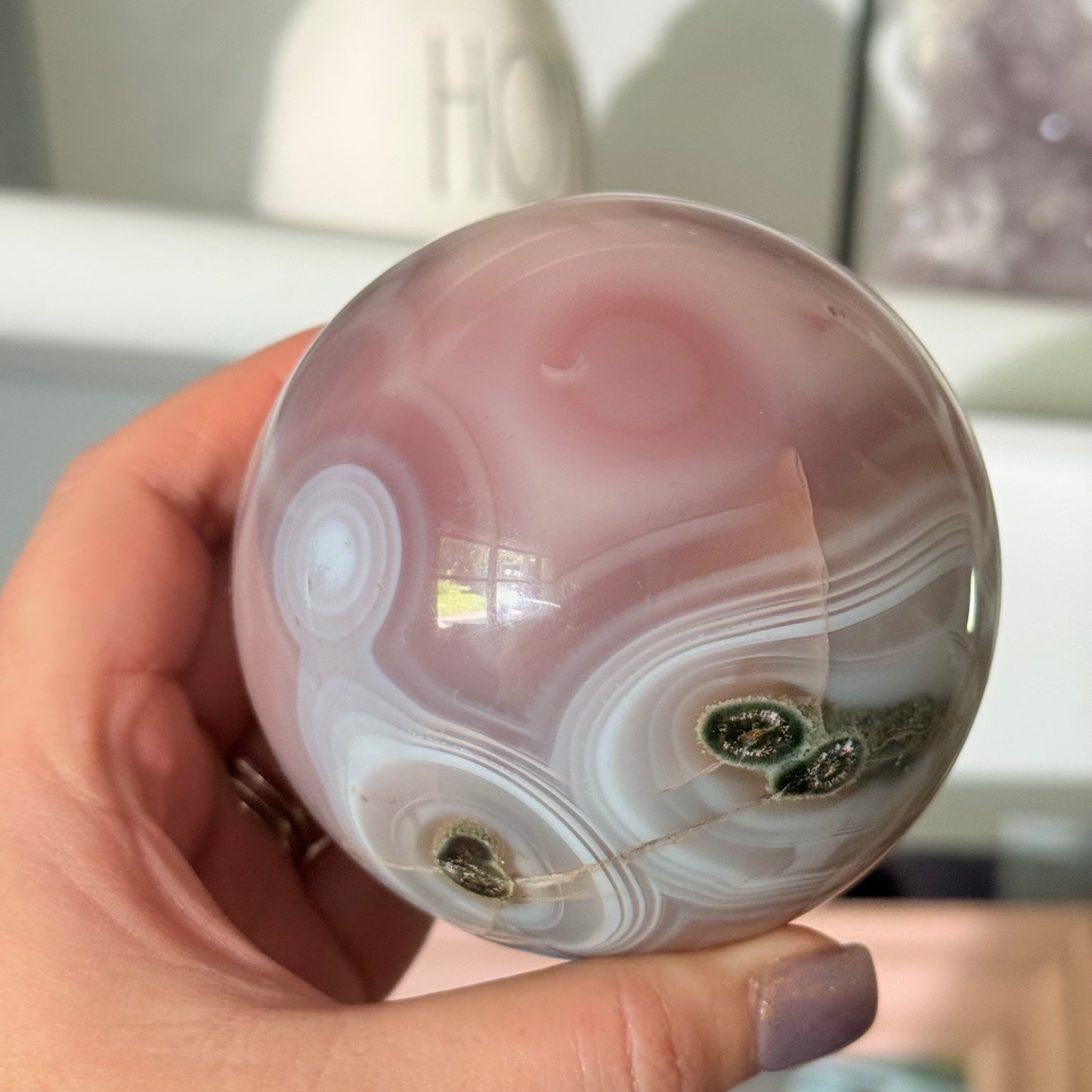 Druzy Pink Jelly Agate Crystal Sphere