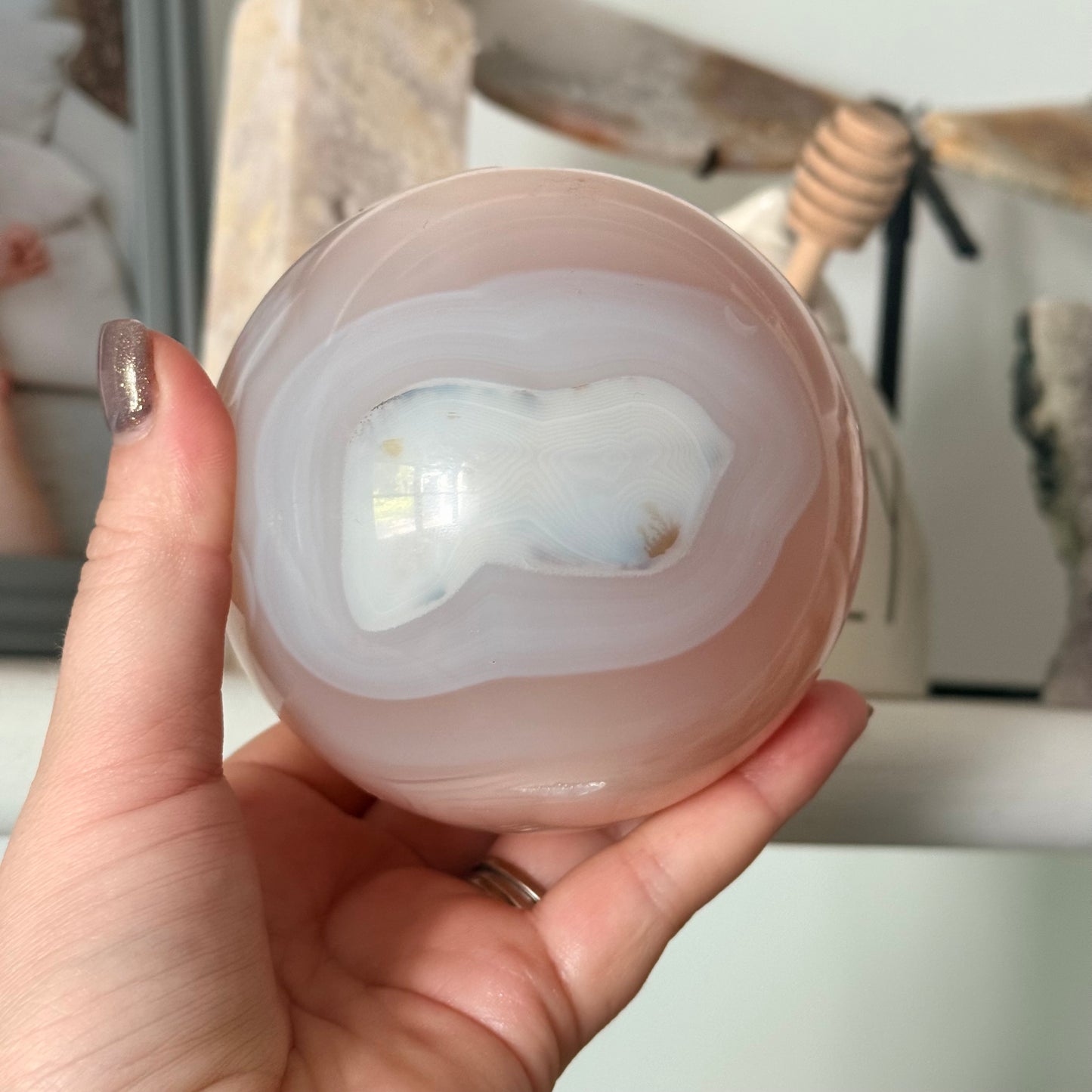 Natural Pink Jelly Crystal Sphere