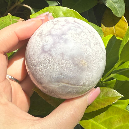 Pink Amethyst & Flower Agate Druzy Crystal Sphere