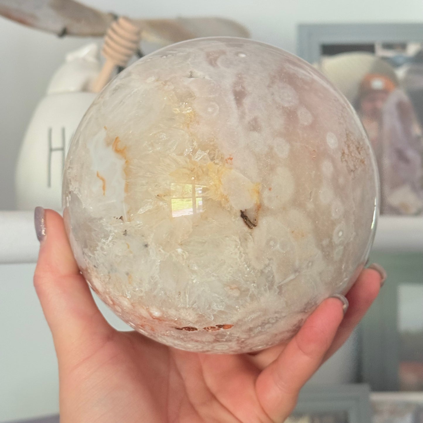 Pink Amethyst & Flower Agate Druzy Crystal Sphere 6lbs