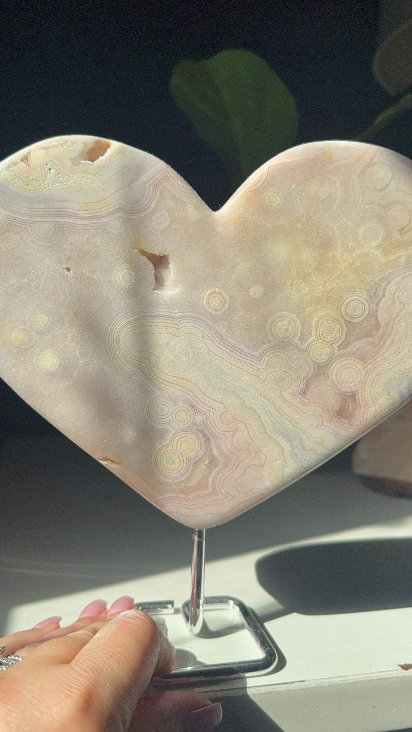 Pink Amethyst & Flower Agate Druzy Crystal Heart