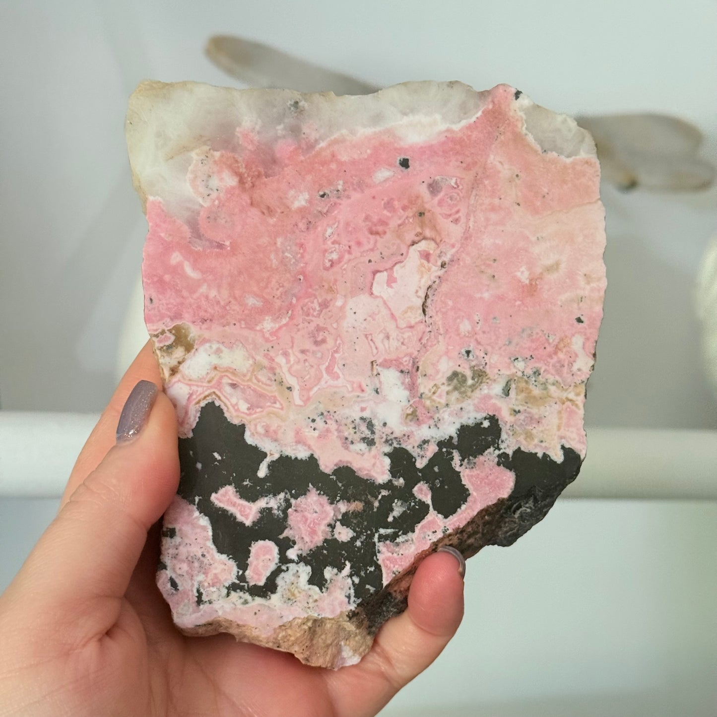Peruvian Rhodochrosite Crystal Carving Slab