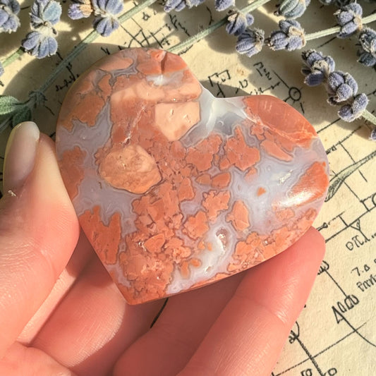 Pink Agate Crystal Heart Carving