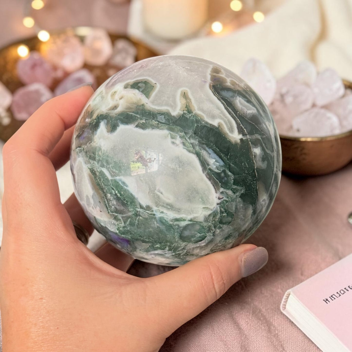 Moss Agate Crystal Sphere