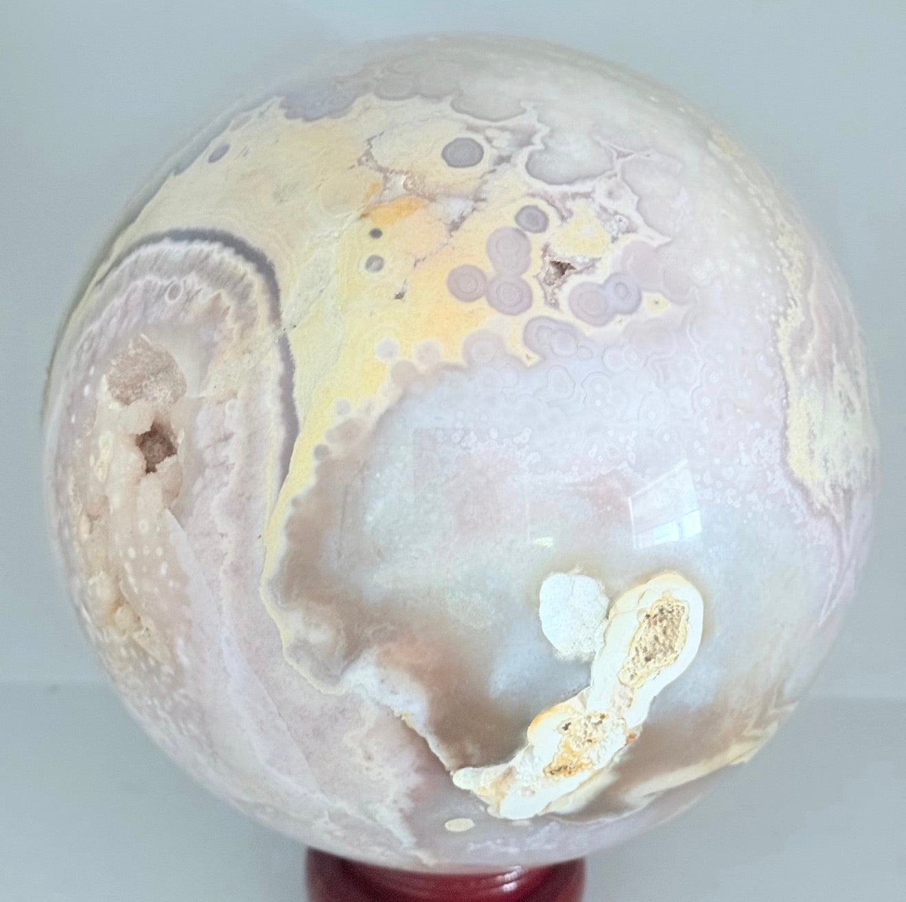 Natural Sugar Druzy Cherry Blossom Agate Crystal Sphere