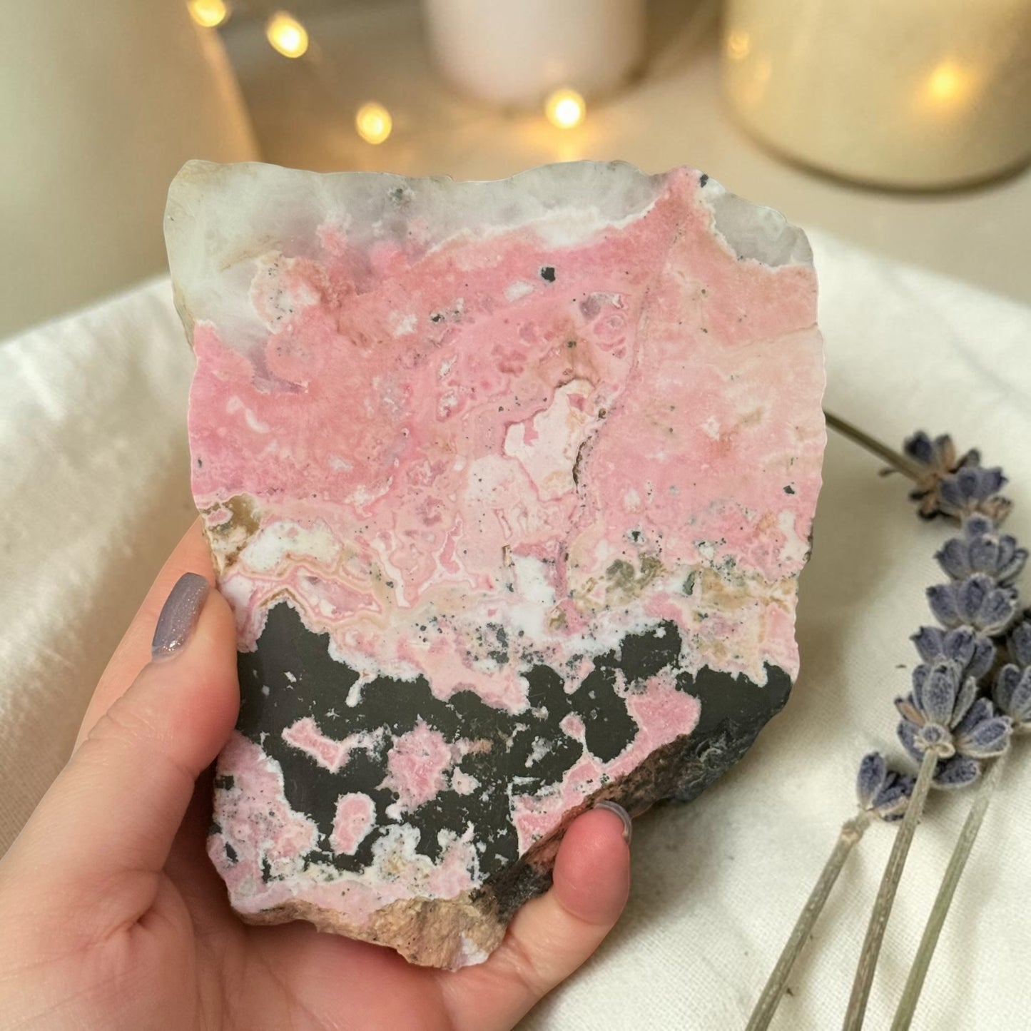 Peruvian Rhodochrosite Crystal Carving Slab