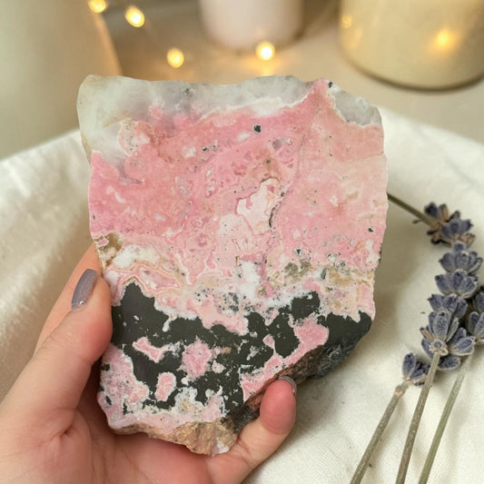 Peruvian Rhodochrosite Crystal Carving Slab