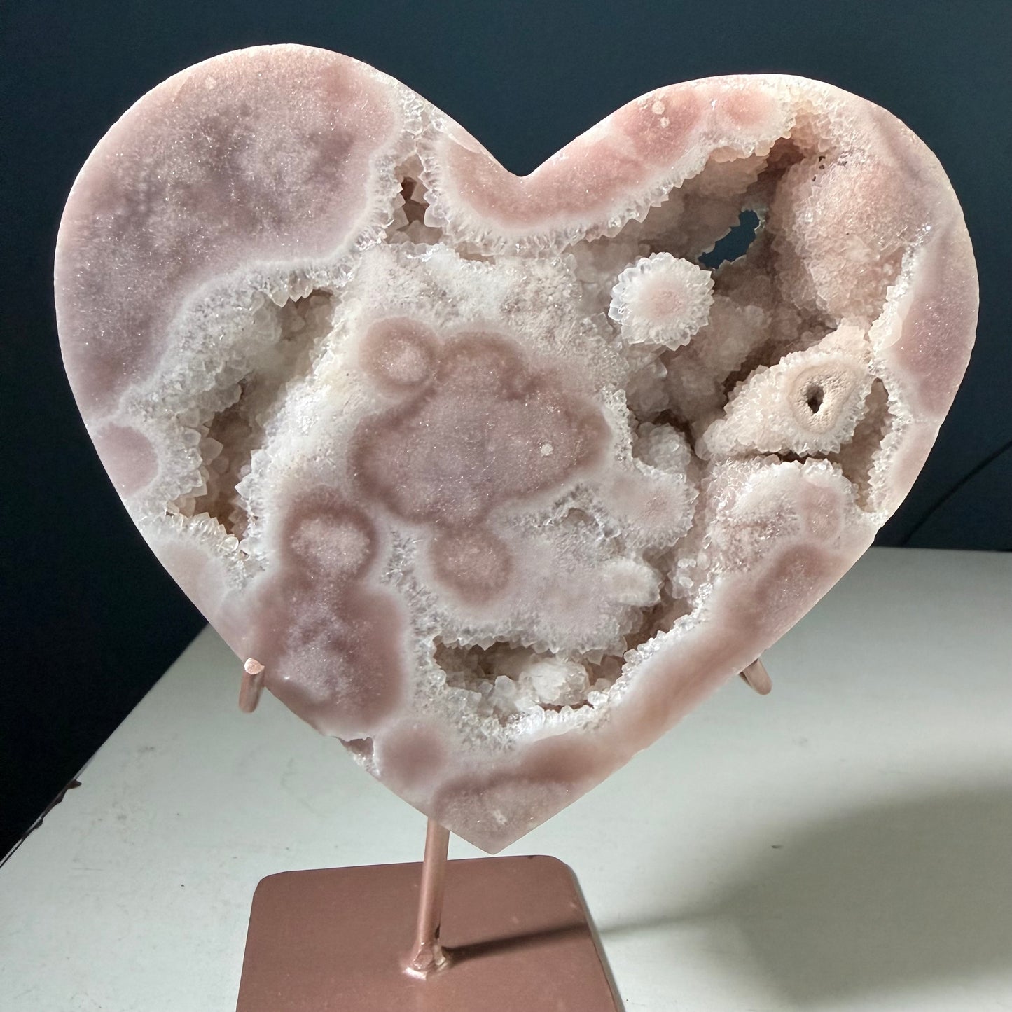 Pink Amethyst Druzy Crystal Heart Statement Piece