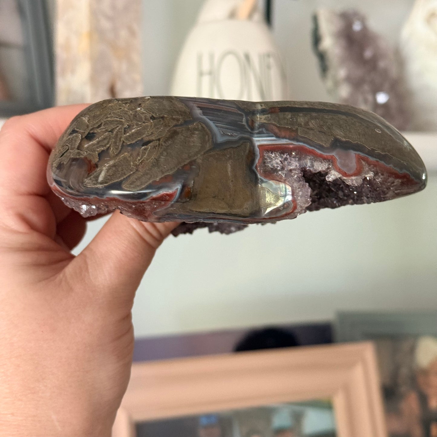 Red Rainbow Ameythyst Crystal Heart Carving