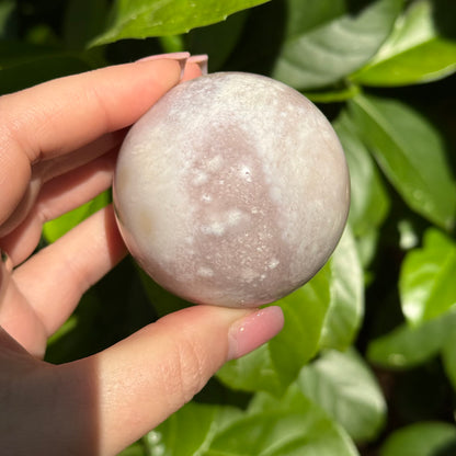 Pink Amethyst & Flower Agate Druzy Crystal Sphere