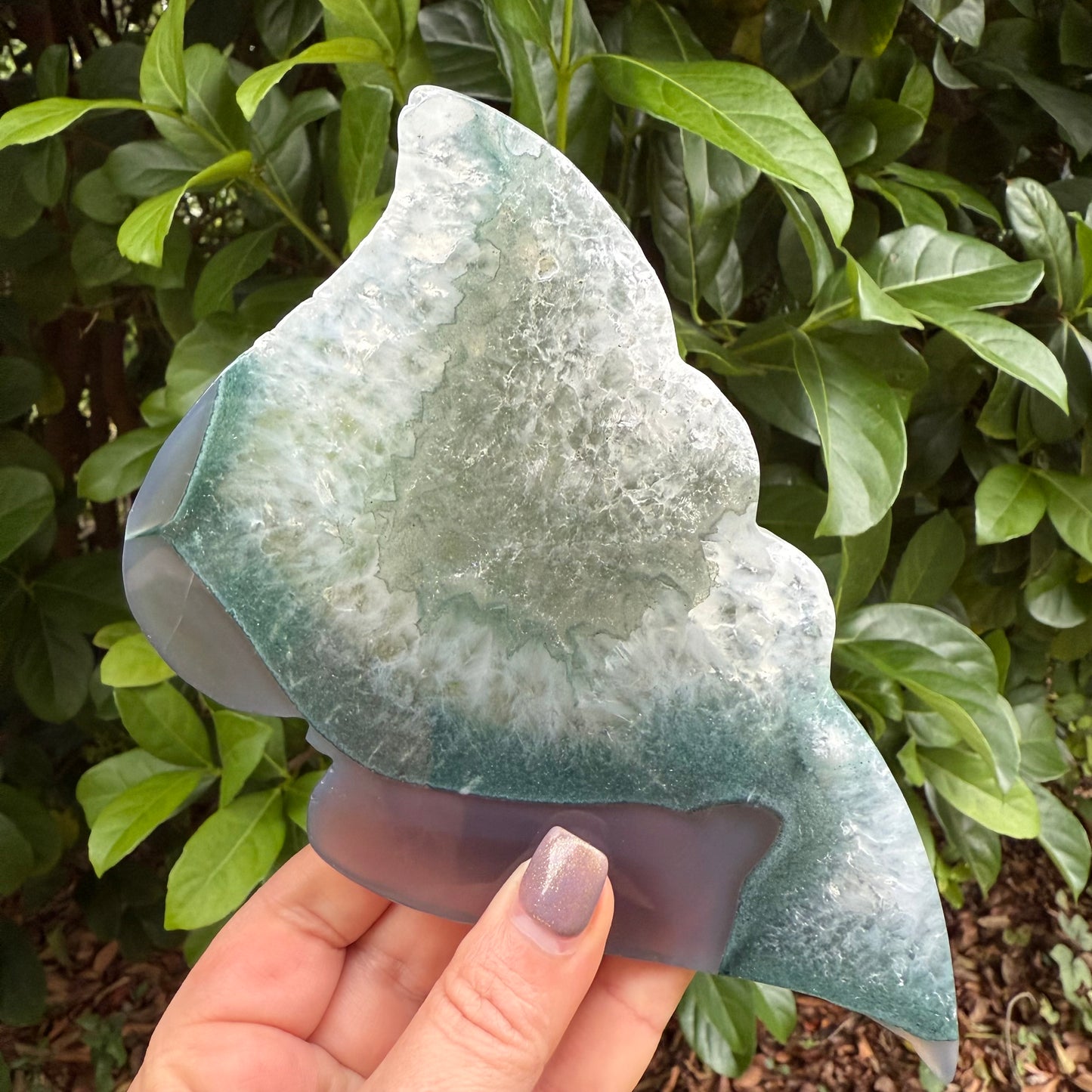 Natural Moss Agate Butterfly Crystal Wings