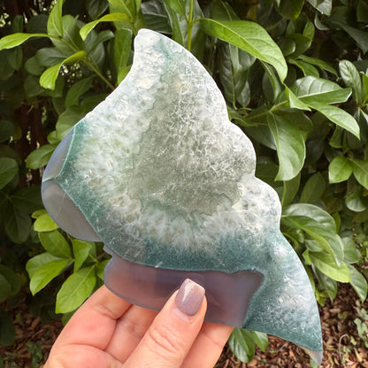 Natural Moss Agate Butterfly Crystal Wings