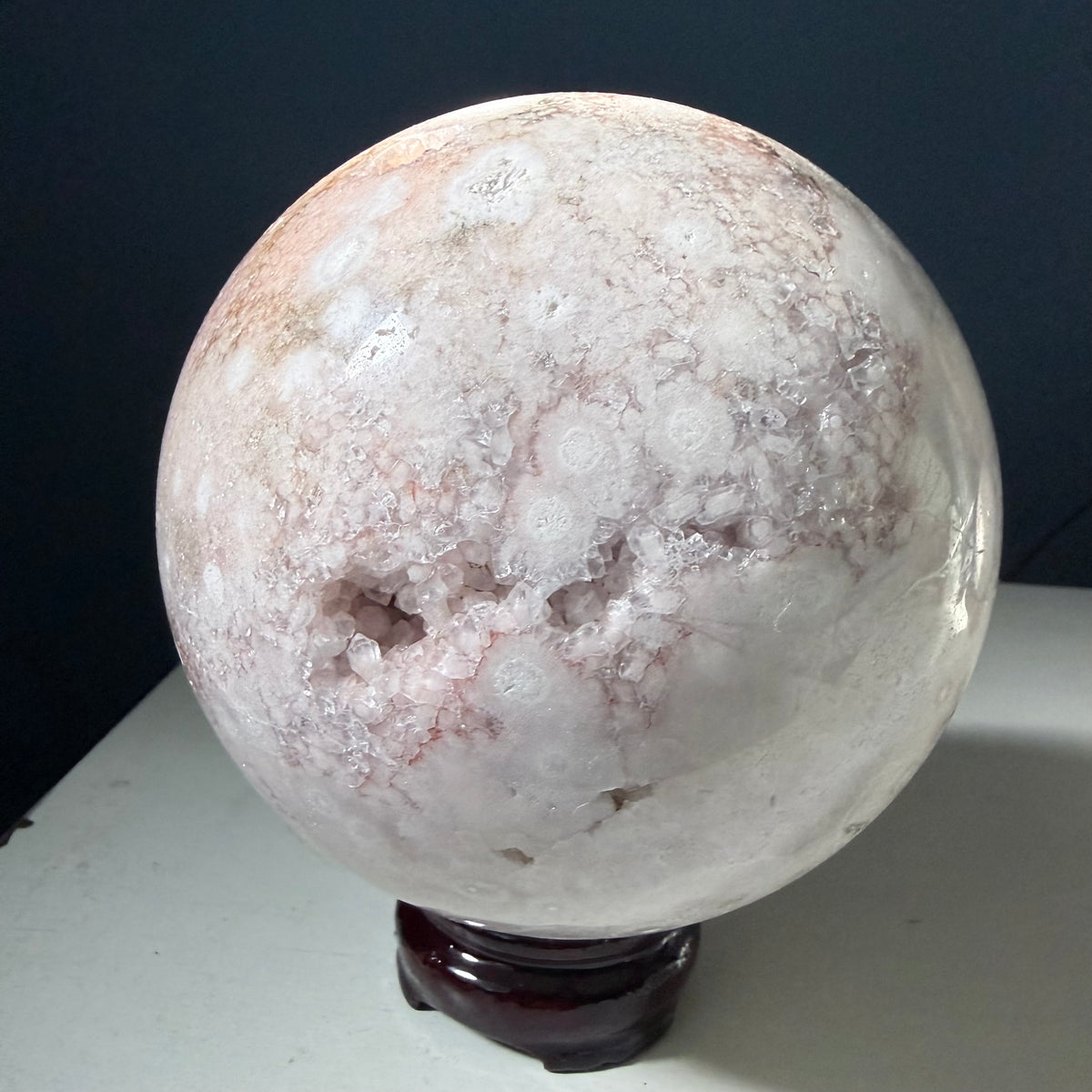 Pink Amethyst & Flower Agate Druzy Crystal Sphere 6lbs