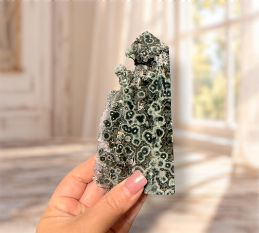 Orbicular Ocean Jasper Druzy Freeform Crystal