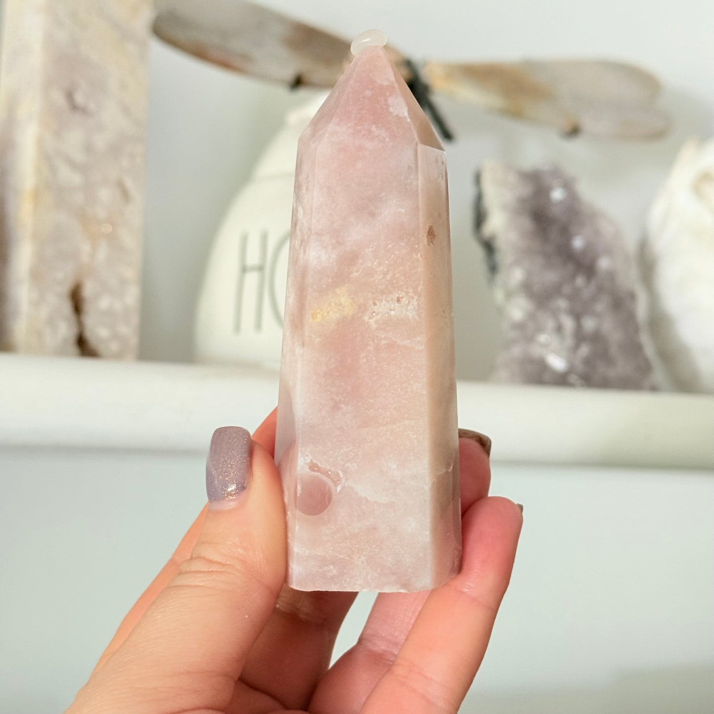 Pink Amethyst & Flower Agate Crystal Tower