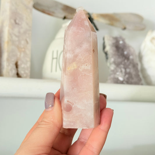 Pink Amethyst & Flower Agate Crystal Tower