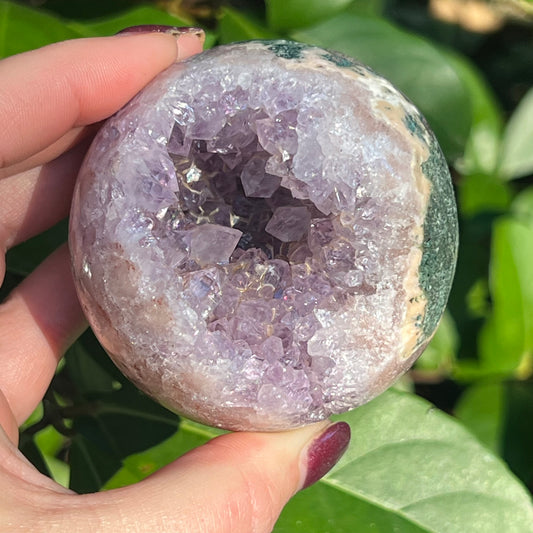 Incredible Druzy Pink Amethyst Crystal Sphere