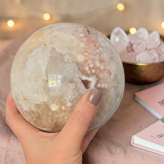 Pink Amethyst & Flower Agate Druzy Crystal Sphere 6lbs