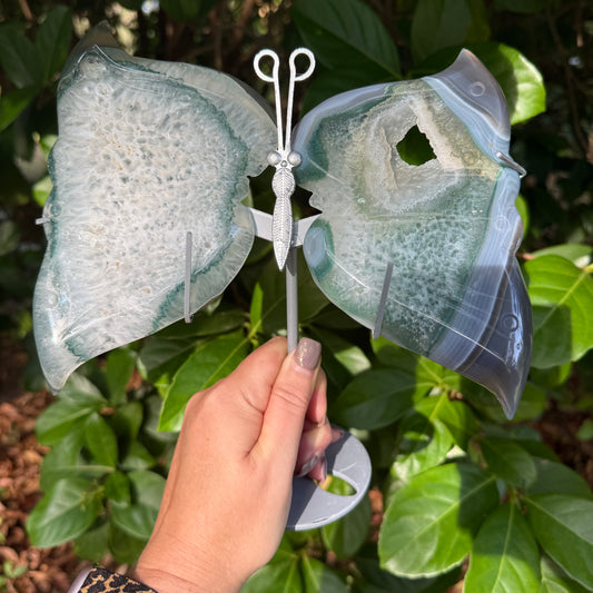 Natural Moss Agate Butterfly Crystal Wings