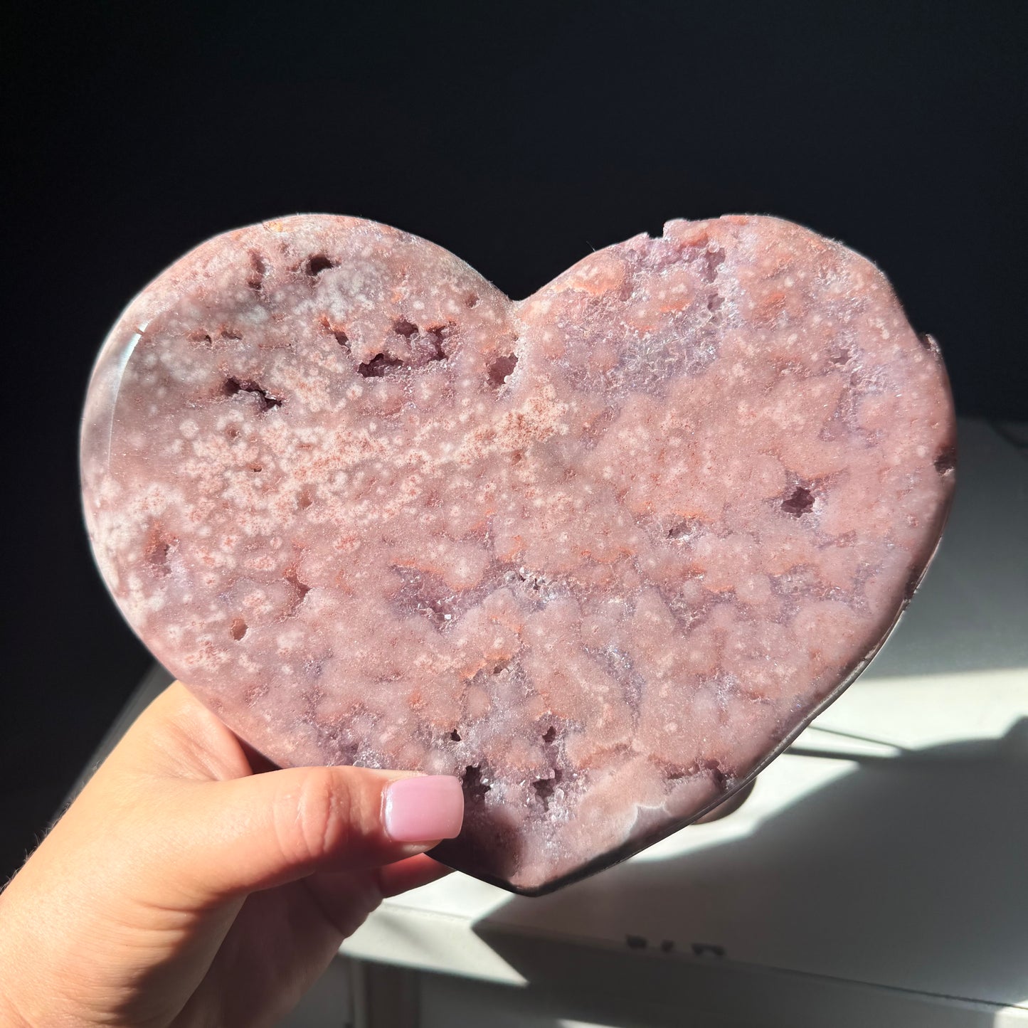 Pink Amethyst Druzy Crystal Heart