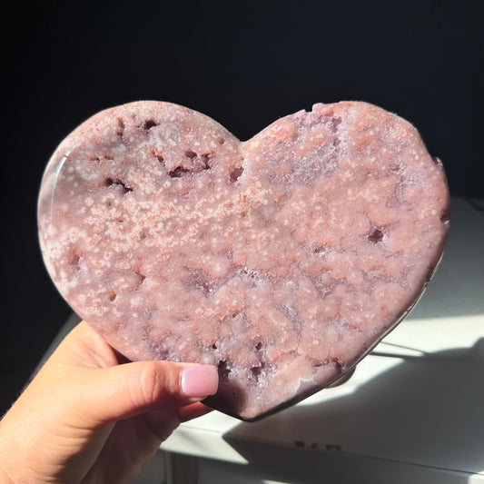 Pink Amethyst Druzy Crystal Heart