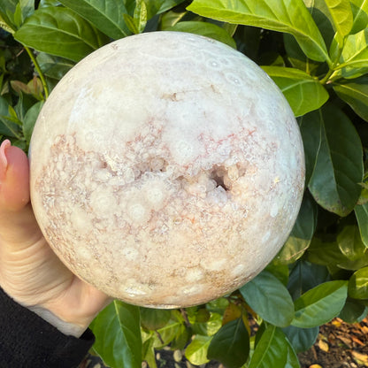 Pink Amethyst & Flower Agate Druzy Crystal Sphere 6lbs