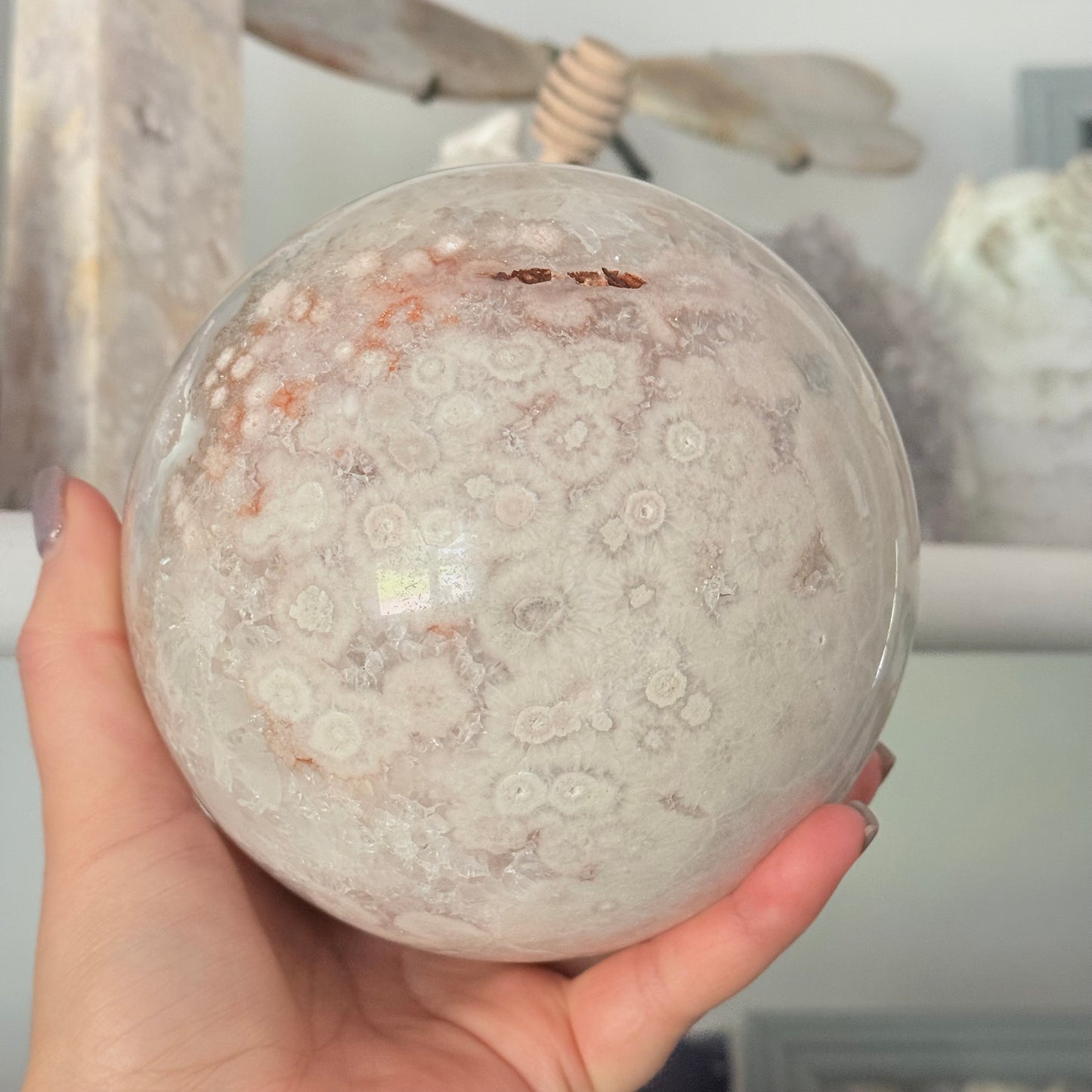 Pink Amethyst & Flower Agate Druzy Crystal Sphere 6lbs