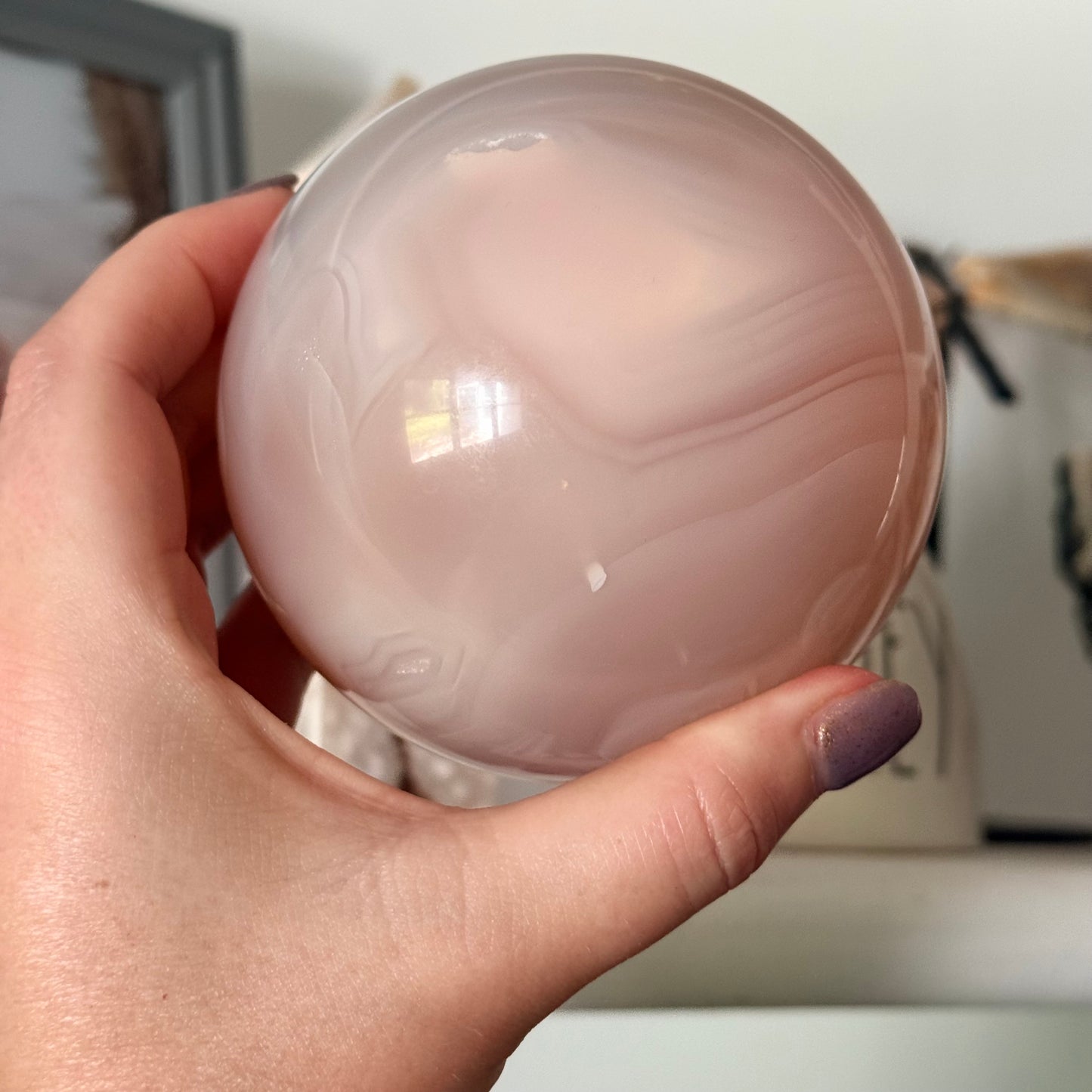 Natural Pink Jelly Crystal Sphere