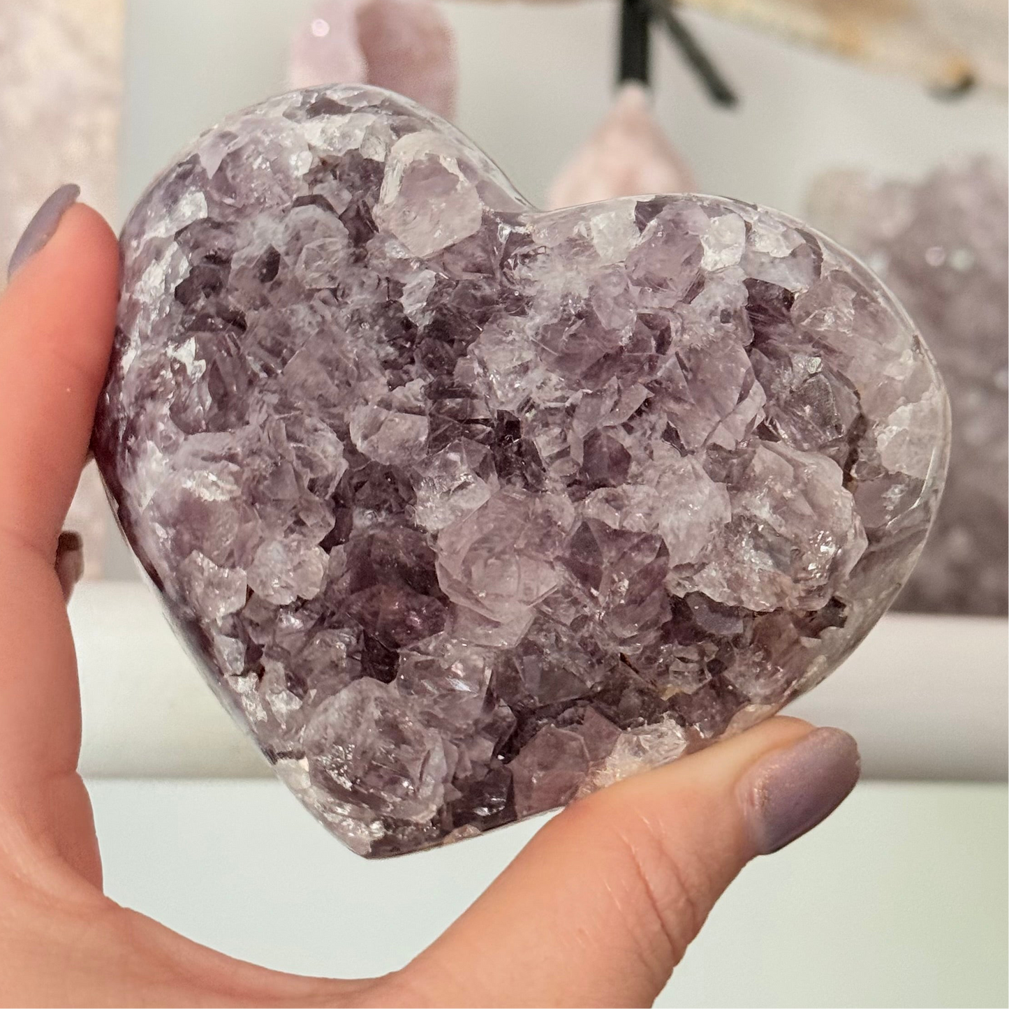 Chunky Ameythyst Crystal Heart Carving