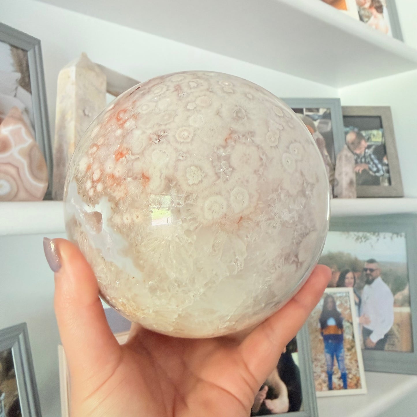 Pink Amethyst & Flower Agate Druzy Crystal Sphere 6lbs