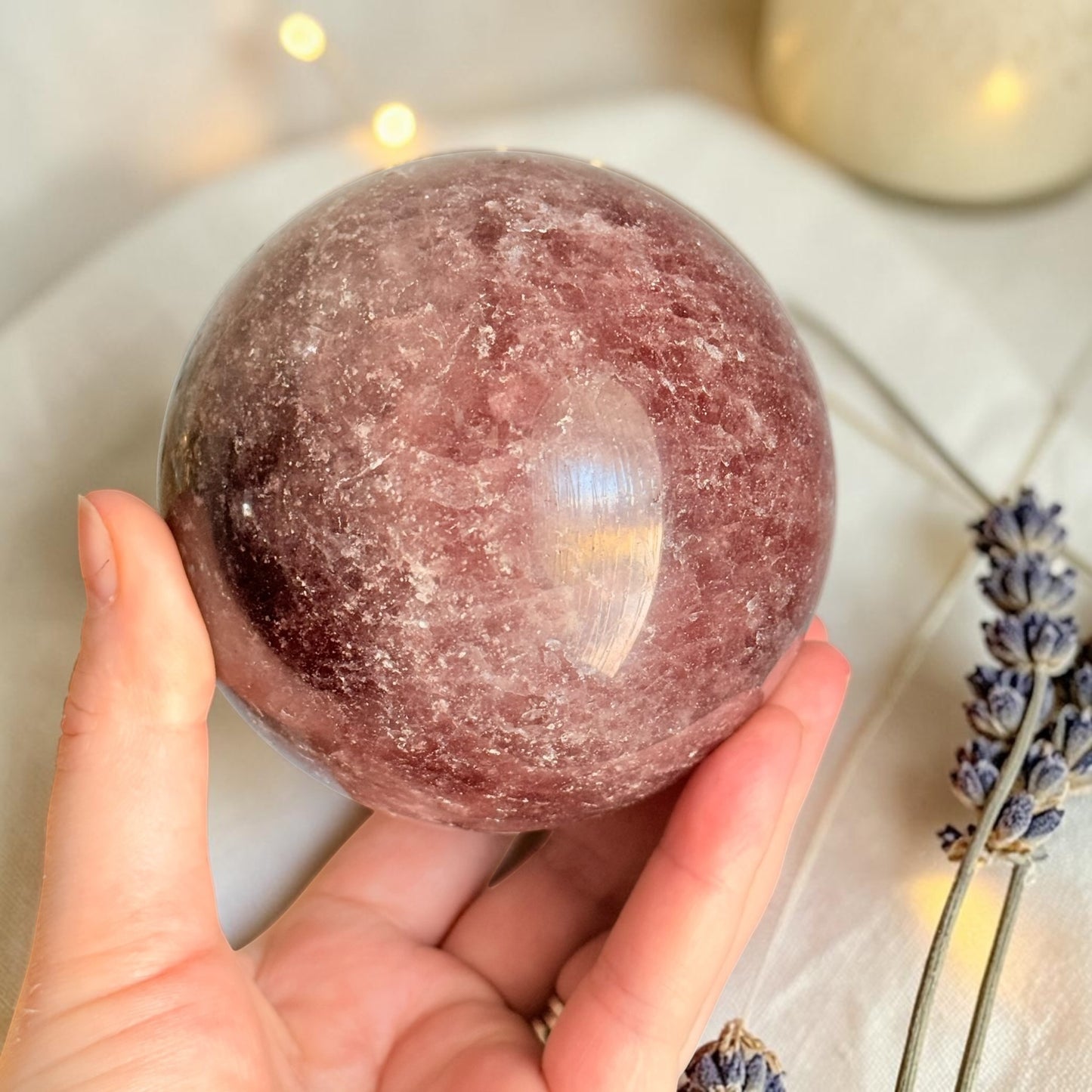 Sparkled Strawberry Quartz Crystal Sphere XXL