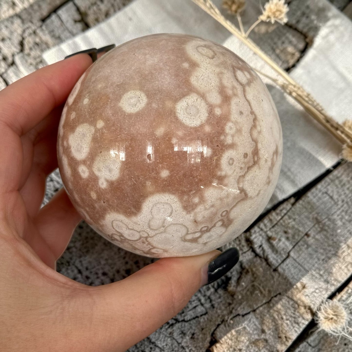 Pink Amethyst & Flower Agate Crystal Sugar Druzy Sphere