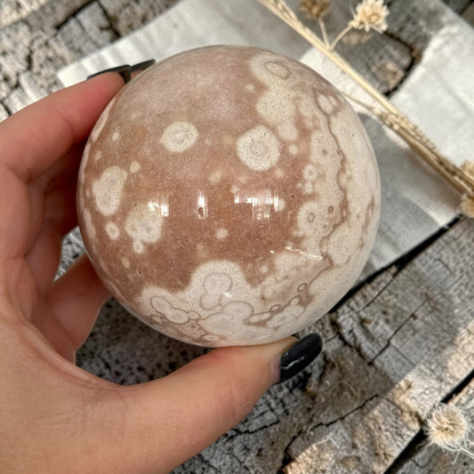 Pink Amethyst & Flower Agate Crystal Sugar Druzy Sphere