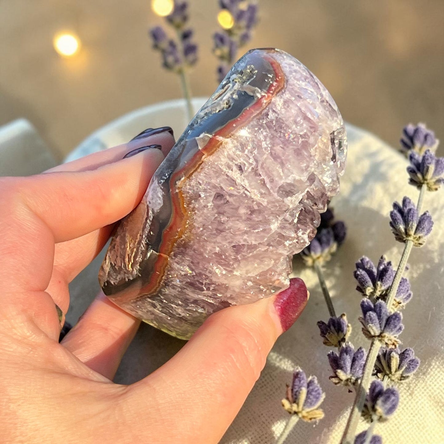 Chunky Ameythyst Crystal Heart Carving