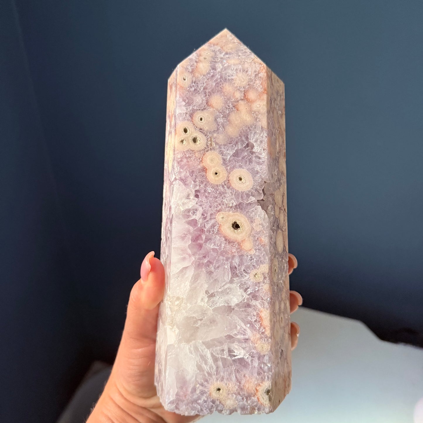 Flower Agate Druzy Crystal Tower Statement Piece