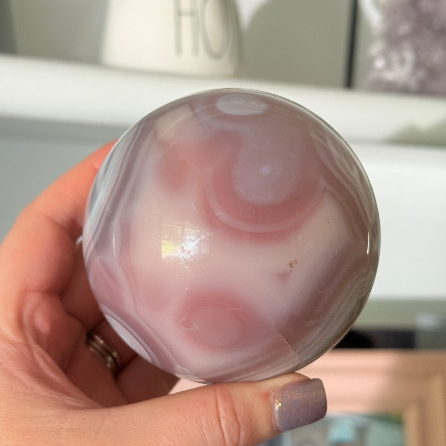 Druzy Pink Jelly Agate Crystal Sphere