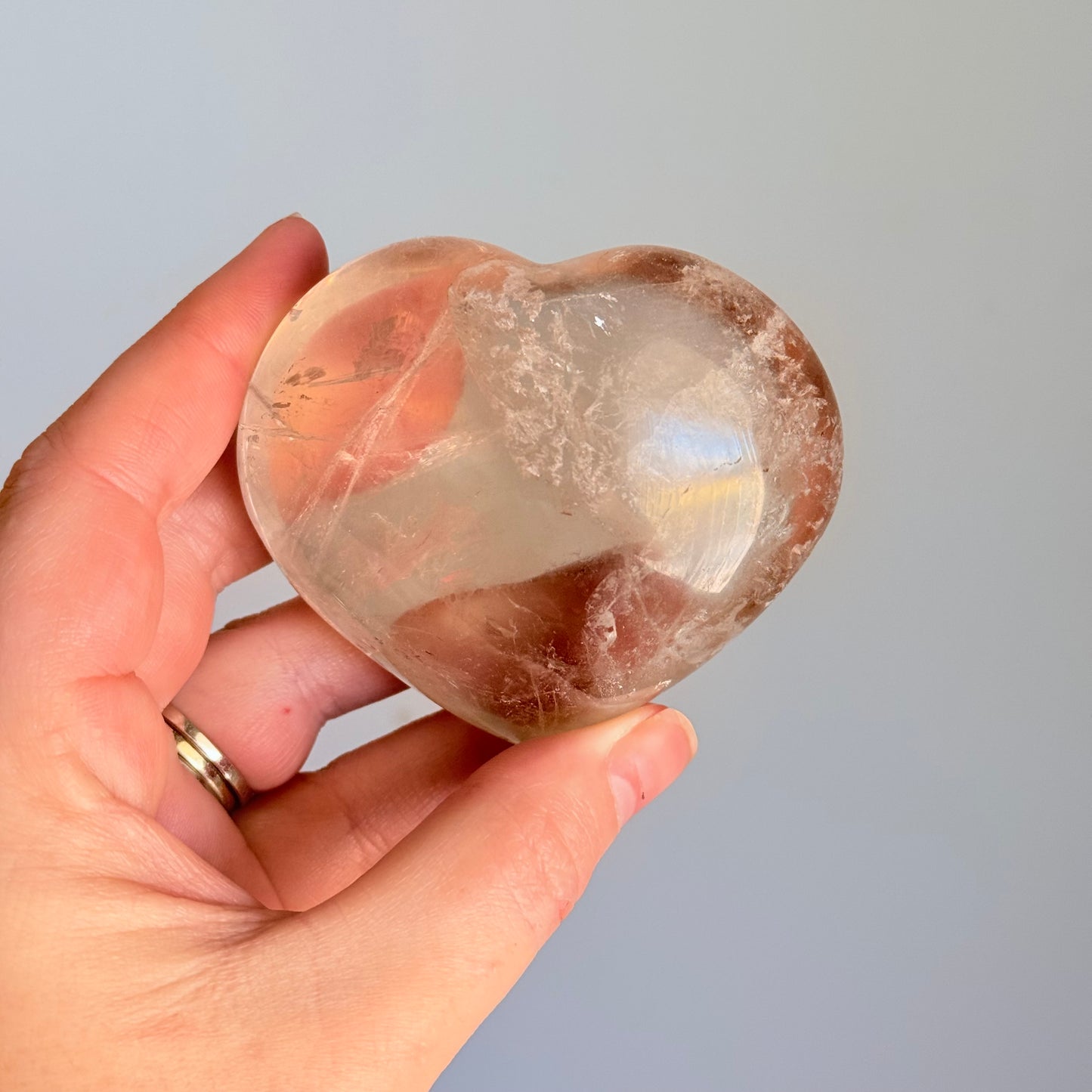 Chunky Clear Quartz Crystal Heart Carving (Flash)