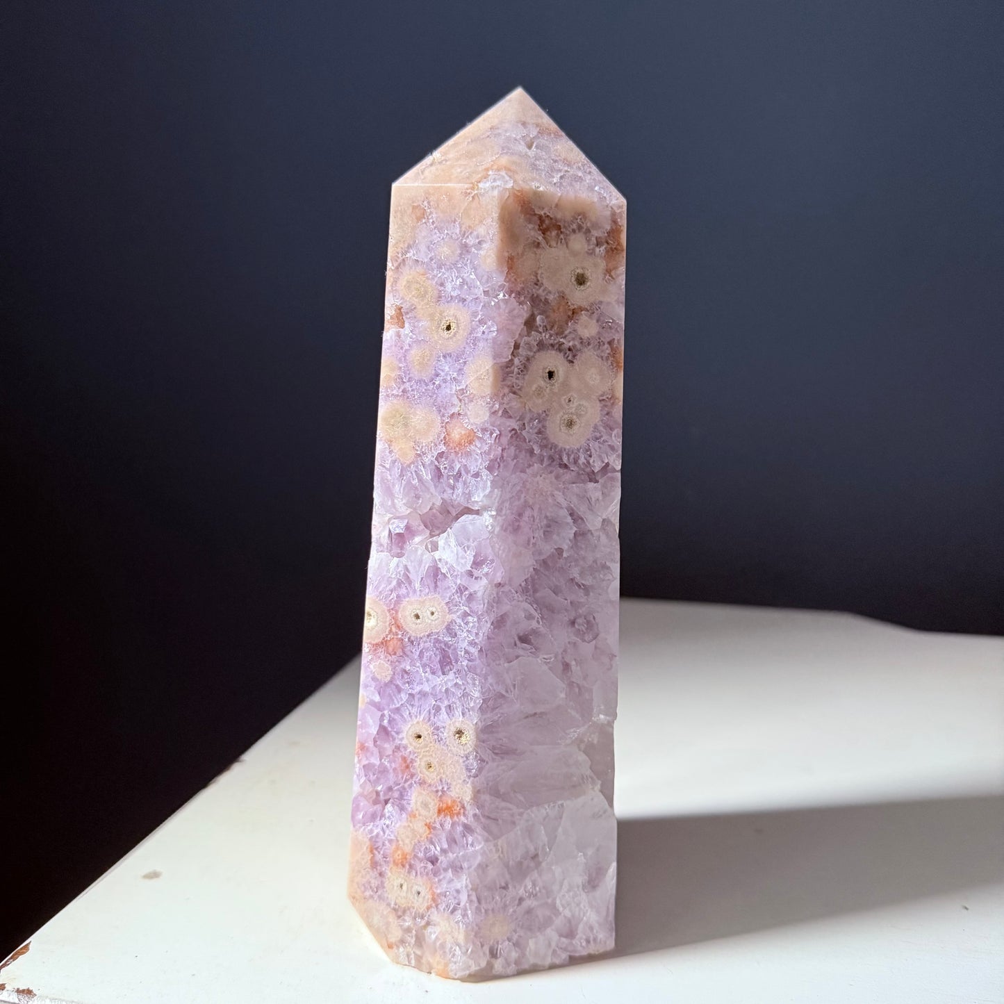 Flower Agate Druzy Crystal Tower Statement Piece