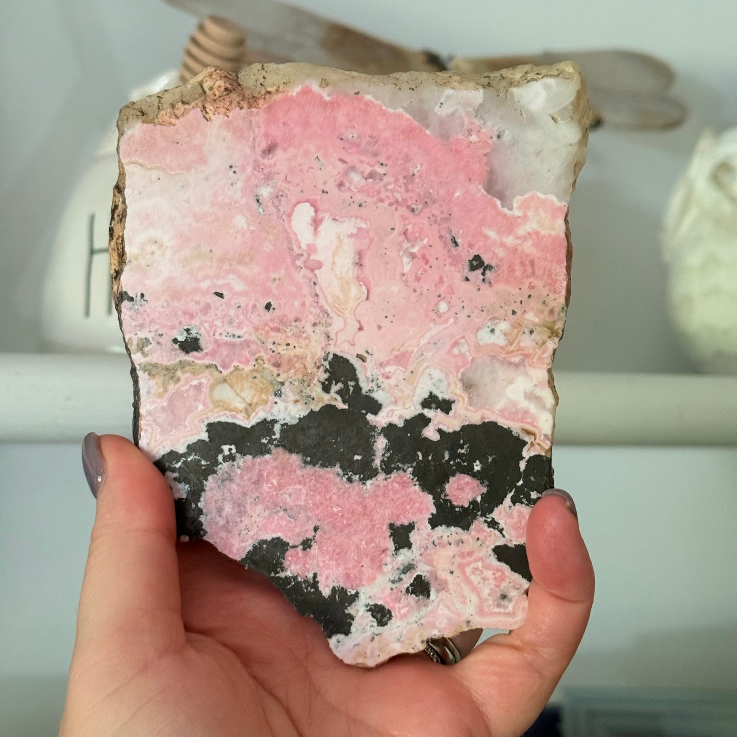 Peruvian Rhodochrosite Crystal Carving Slab