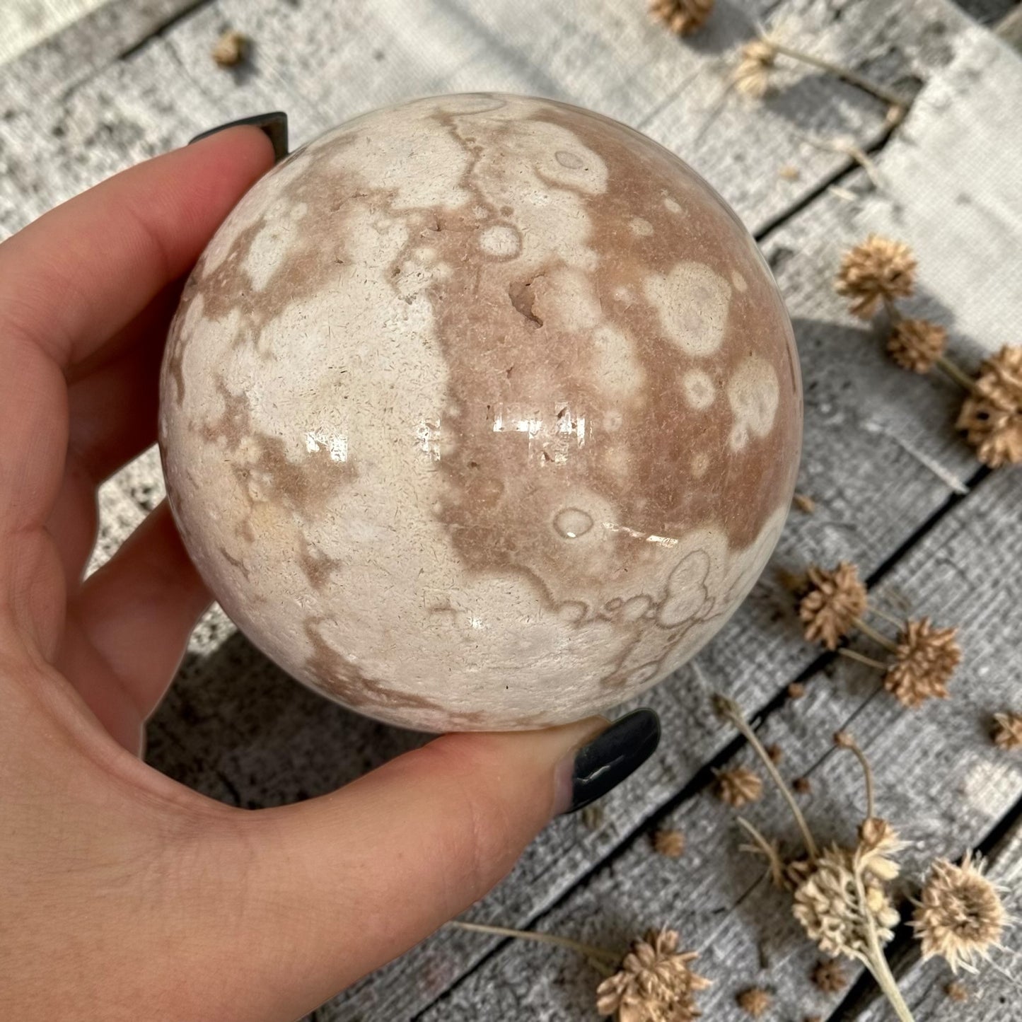Pink Amethyst & Flower Agate Crystal Sugar Druzy Sphere