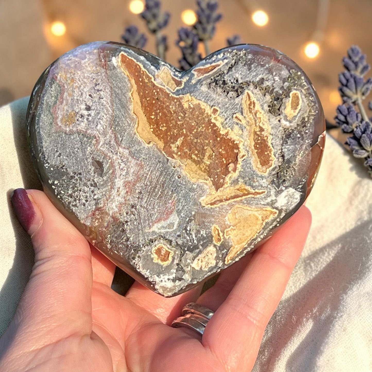 Chunky Ameythyst Crystal Heart Carving
