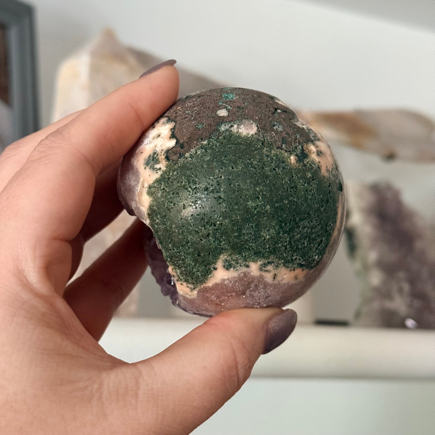 Incredible Druzy Pink Amethyst Crystal Sphere